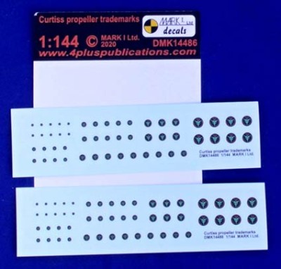 4+ Publications DMK-14486 1/144 Decals Curtiss propeller trademarks (2 sets)