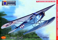 Kovozavody Prostejov 72192 Piper L-4 Grasshopper w/Float (3x camo) 1/72