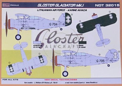 Kora Model NDT32015 Gloster Gladiator Mk.I Lithuanian AF декали 1/32