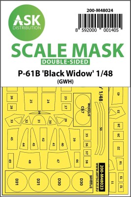 Art Scale 200-M48024 Northrop P-61B 'Black Widow' Kabuki wheels and canopy frame paint masks (outside only) 1/48