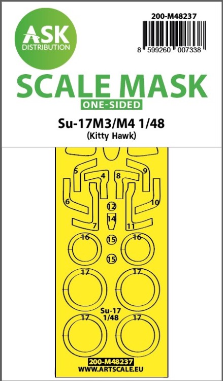 Art Scale 200-M48237 Sukhoi Su-17M3/M4 wheels and canopy frame paint mask (outside only) 1/48
