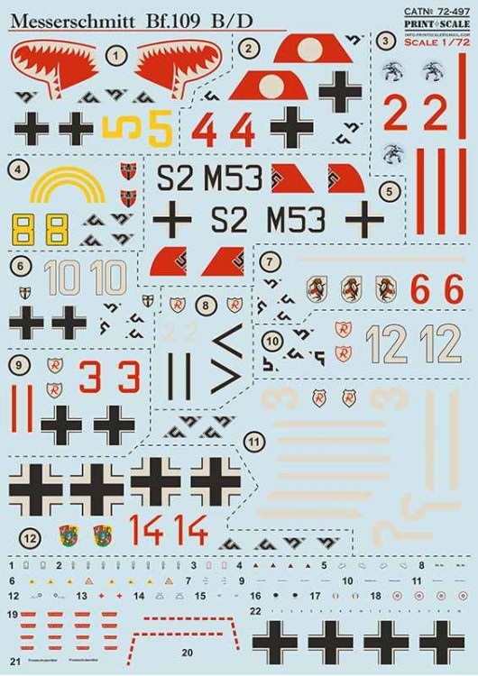 Print Scale 72497 Messerschmitt Bf-109B/D 1/72