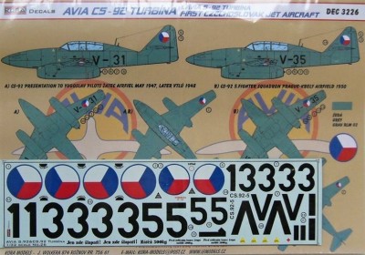 Kora Model DEC3226 Avia CS-92 Turbina (Czechoslovakia) декали 1/32