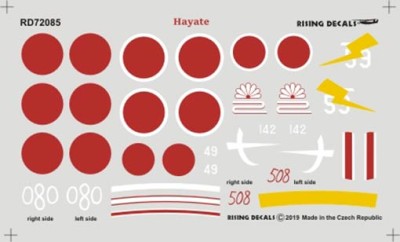 Rising Decals 72085 Ki-84 Hayate Japanese Army Fighter (6x camo) 1/72