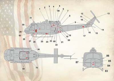 Print Scale 32-031 UH-1 Air Ambulance in Vietnam War &amp; stencils 1/32