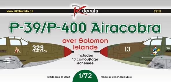 Dk Decals 72111 P-39/P-400 Airacobra Solomon Isl. (10x camo) 1/72