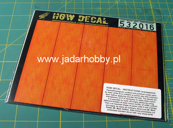 HGW 532016 Light Wood / Red / Transparent декаль 1/32