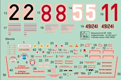 HM Decals HMD-48008 1/48 Decals Bf 109G NJG Wilde Sau JG 300 - Part 2