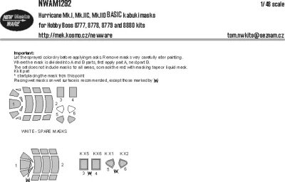 New Ware NWA-M1292 Mask Hurricane Mk.I/IC/IID BASIC (HOBBYB) 1/48