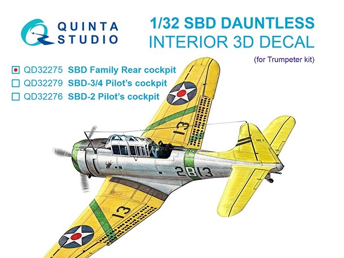 Quinta studio QD32275 3D Декаль задней кабины семейства SBD Dauntless (Trumpeter) 1/32