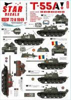 Star Decals 72-A1049 Soviet T-55A Cold War. Soviet (Army and Naval Infantry), Poland, Hungary, Yugoslavia, Czechoslovakia, Germany-DDR and Romania 1/72