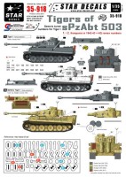 Star Decals STAR35918 Pz.Kpfw.VI Tigers of sPzAbt 503 #1. Generic turret numbers for Early Pz.Kpfw.VI Tiger I. 1. and 2. Kompanie winter 1942-43. Plus roman numbers for Staff tanks 1942-43 1/35