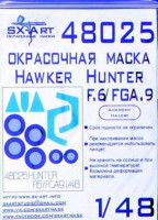 Sx Art 48025 H.Hunter F.6/FGA.9 Маска для окрашивания (ACAD/ITA) 1/48