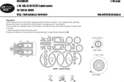 New Ware NWA-M0340 1/48 Mask MiG-25 RB BASIC (ICM 48902)