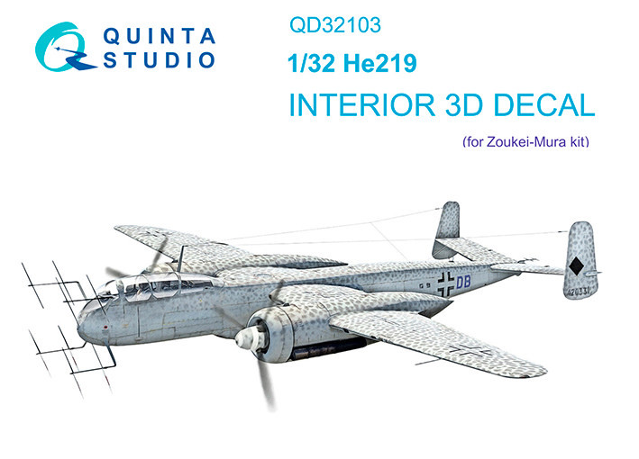 Quinta studio QD32103 He 219 (ZM SWS) 3D Декаль интерьера кабины 1/32