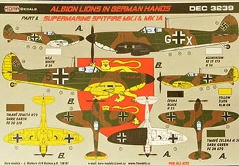 Kora Model DEC3239 Spitfire Mk.I/IA in German hands Pt.2 декали 1/32