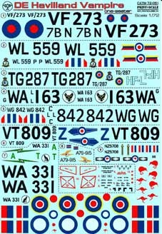 Print Scale 72-051 DE Havilland Vampire One seaters 1/72