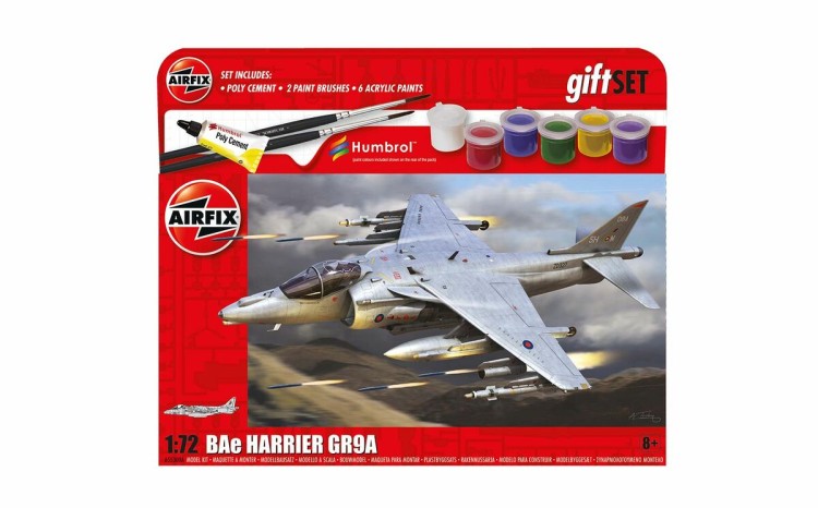 Airfix 55300A BAe Harrier GR.9 Starter Set includes 6 Acrylic paints, 2 brushes and poly cement 1/72