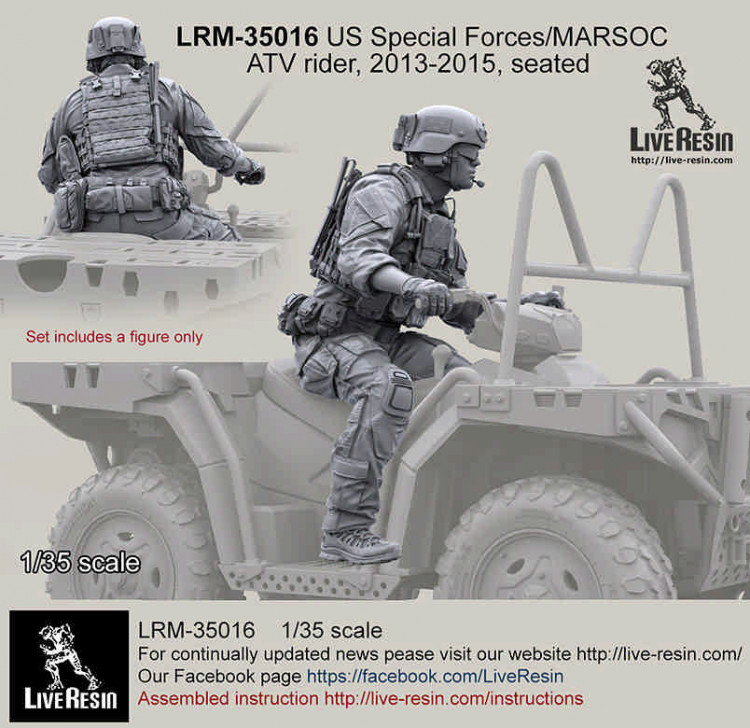 LiveResin LRM35016 US Special Forces/MARSOC ATV rider 2013-2015 , seated 1/35