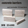 Dan Models 35400 Бетонные заграждения.набор для блокпоста. Материал - гипс. В наборе 10 шт неокрашенных бетонных заграждений.(вес180 грамм) 1/35