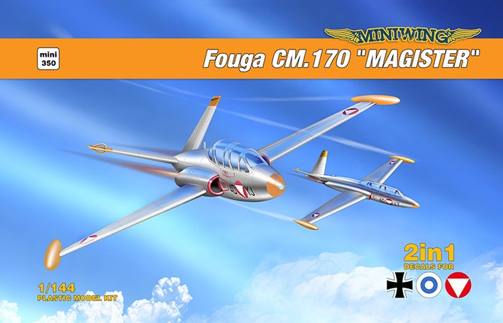 Miniwing Plastic MINI350 Fouga CM.170 MAGISTER 2 kits, Austria, German Navy and Finland decals versions, BOXED 1/144
