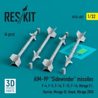 Reskit 32483 AIM-9P 'Sidewinder' missiles (4 pcs.) 1/32