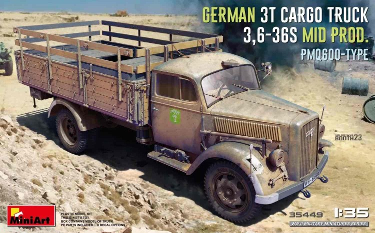 Miniart 35449 German 3t Cargo Truck 3,6-36S Mid PMQ600-Type 1/35