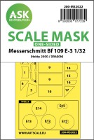 Art Scale 200-M32022 Messerschmitt Bf-109E-3 wheels and canopy frame paint mask (outside only) 1/32