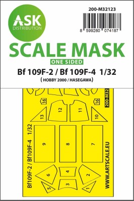 Art Scale 200-M32123 Messerschmitt Bf-109F-2 / Messerschmitt Bf-109F-4 one-sided mask 1/32