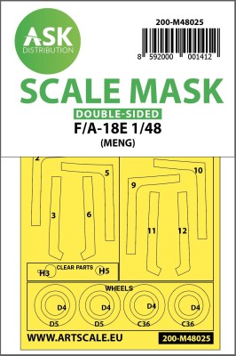 Art Scale 200-M48025 Boeing F/A-18E Super Hornet Kabuki wheels and canopy frame paint masks 1/48