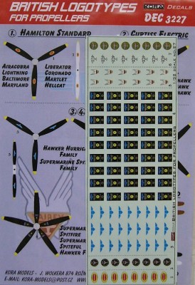 Kora Model DEC3227 British logotypes for propellers декали 1/32