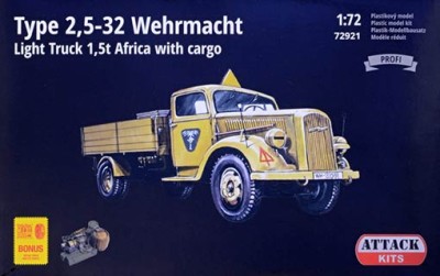 Attack Hobby 72921 Type 2,5-32 Wehrmacht 1,5t Truck Africa&amp;cargo 1/72