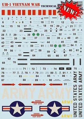 Print Scale 32-032 UH-1 in Vietnam War - Technical Stencils 1/32