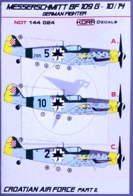 Kora Model NDT144024 Bf 109G-10/14 Croatian AF Part 2 декали 1/144
