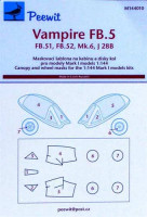 Peewit PW-M144010 1/144 Canopy mask Vampire FB.5 (MARK 1 MODEL)