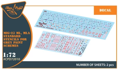 Clear Prop D72010 Decal MiG-23ML, MLD, P, MLAE for grey schemes 1/72