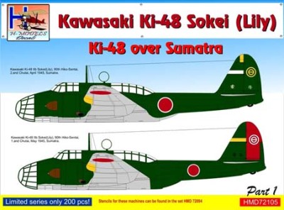 Hm Decals HMD-72105 1/72 Decals Ki-48 Sokei (Lily) over Sumatra Part 1