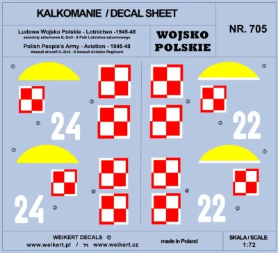 Weikert Decals 705 Markings for IL-2 M3 attack aircraft - pt.3 1/72