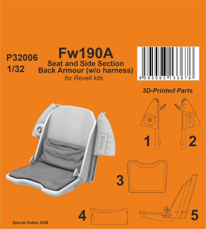 CMK P32006 Fw 190A Seat w/o harness (3D-Print) 1/32