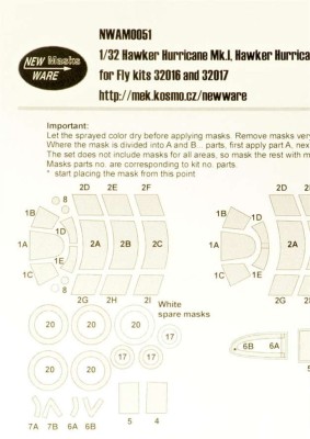 New Ware NWA-M0051 1/32 Mask H.Hurricane Mk.I/Trop (FLY 32016/32017)