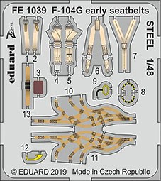 Eduard FE1039 1/48 F-104G early seatbelts STEEL (KIN)