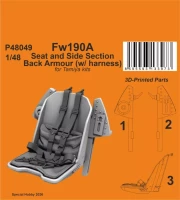 CMK P48049 Fw 190A Seat&Section Armour w/ harness (TAM) 1/48