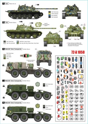 Star Decals 72-A1050 War in Afghanistan # 1. Soviet T-54B, T-55, T-55A, T-55AM and MAZ-537 Tank Transporter.Northern Alliance and Taliban markings 1/72