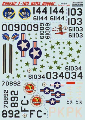 Print Scale C48242 Convair F-102 Delta Dagger - Pt.1 (wet decal) 1/48