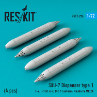 Reskit RS72-0296 SUU-7 Dispenser type 1 (4 pcs) (F-4, F-100, A-7, B-57 Canberra, Canberra Mk.20) 1/72