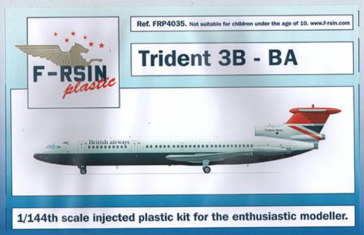 F-rsin Plastic FRP4035 Hawker-Siddeley Trident 3B - British Airways - laser-printed decals with white silk-screened registrations 1/144