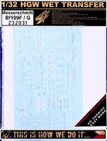 HGW 232031 STENCILS Messerschmitt Bf 109 F/G 1/32