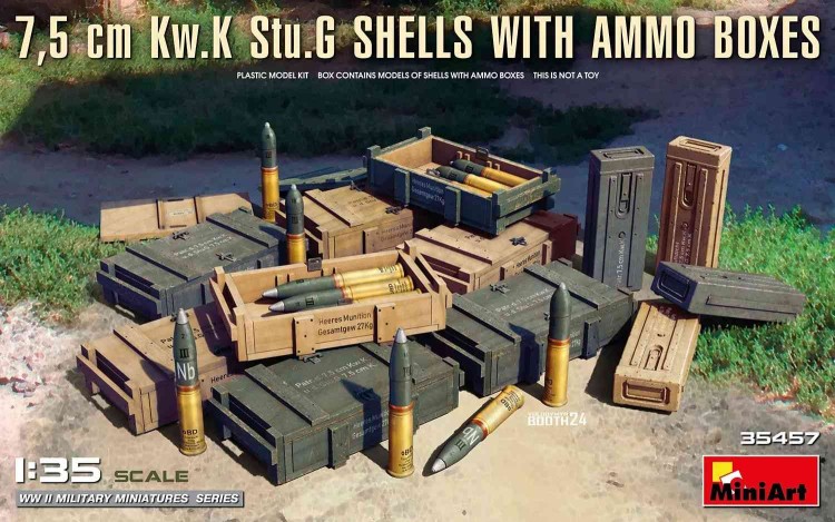 Miniart 35457 7,5 cm Kw.K Stu.G Shells with Ammo Boxes 1/35