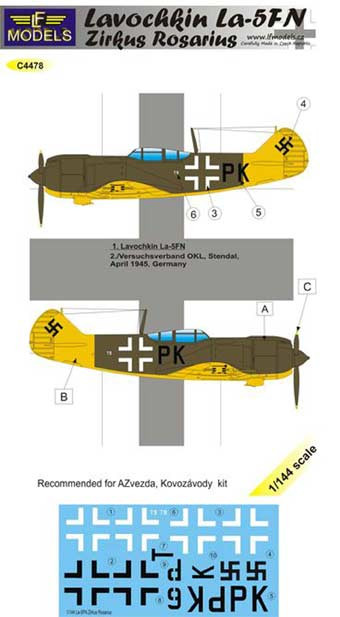 Lf Model C4478 Decals Lavochkin La-5FN Zirkus Rosarius 1/144