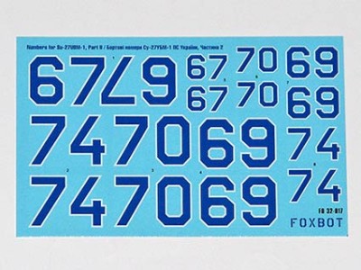 Foxbot Decals FBOT32017 Numbers for Sukhoi Su-27UBM, Ukranian Air Forces, digital camouflage, Part 2 (designed to be used with Trumpeter kits) 1/32